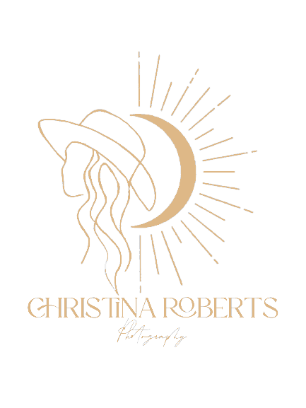 Family and Newborn Photographer, Christina Roberts Photography Logo, a sketch of a woman with a moon-sun behind her